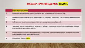 Доход земли как фактора производства